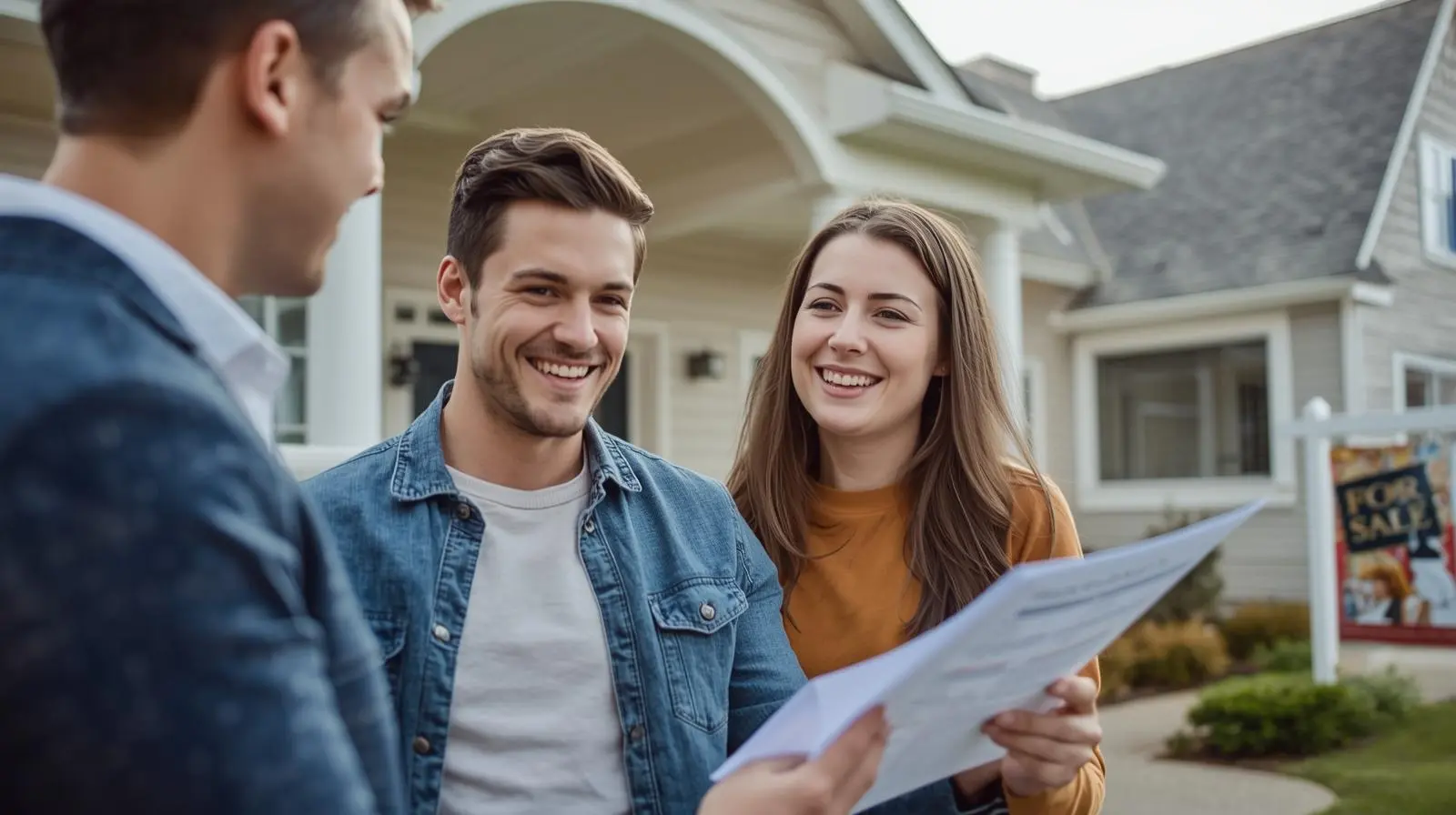 Young couple reviewing a home report in Scotland
